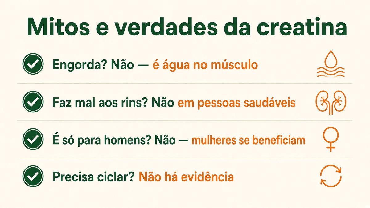 Mitos e verdades sobre a creatina: engorda, rins, mulheres e ciclo